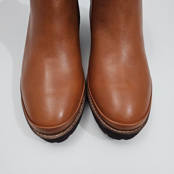 NEW Gentle Souls Mona Ankle Bootie Womens 9.5 Cognac Brown Leather Wedge Comfort - Picture 6 of 14